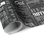 Special 90th Birthday Party Personalized Monogram Wrapping Paper<br><div class="desc">Unique and special typography themed 90th birthday party decor and gifts. Text includes fierce and fab at 90. fabulous at 90, amazing 90th birthday party, extra special 90th birthday, happy 90th birthday, rocking 90th birthday, looking good at 90, and amazing 90th birthday. Bright colourful text in yellow, pink, purple, blue,...</div>