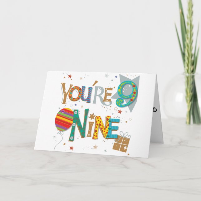 SPECIAL **9** YEAR OLD BIRTHDAY WISHES CARD (Front)