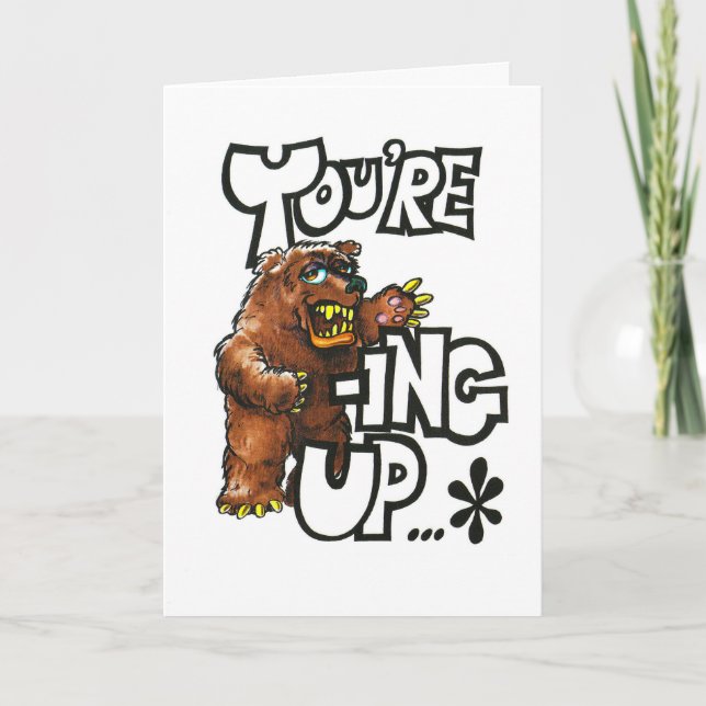 Special age birthday card with grizzly bear (Front)