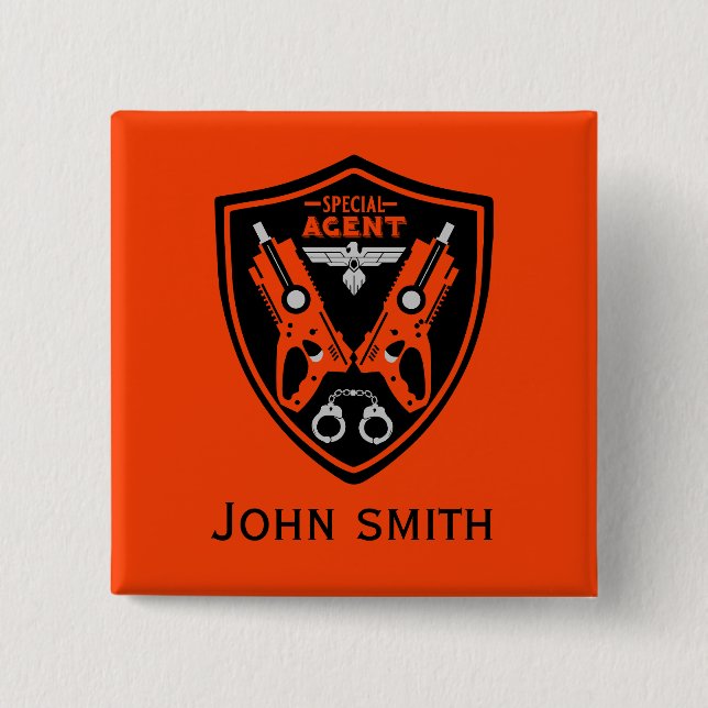 Special Agent Kid 2 Inch Square Button (Front)