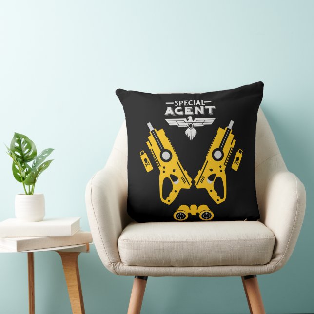 Special Agent Kid Throw Pillow (Chair)