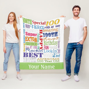 Special and Unique 100th Birthday Party Gifts Fleece Blanket