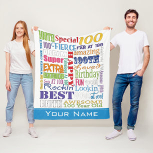 Special and Unique 100th Birthday Party Gifts Fleece Blanket