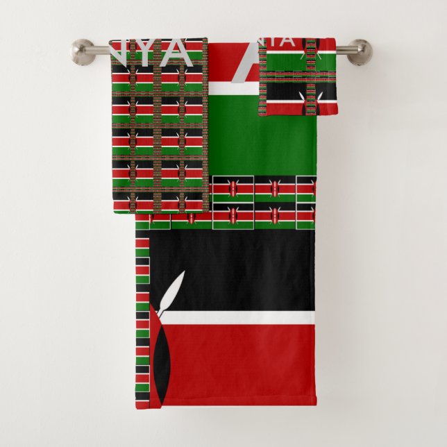 Special Beautiful Kenyan National Flag Colours  Bath Towel Set (Insitu)