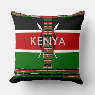 Special Beautiful Kenyan National Flag Colours Throw Pillow
