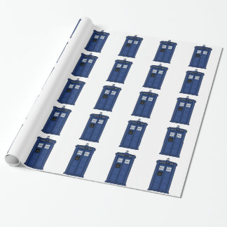 Special Call POLICE Box Blue geek SciFi Wrapping Paper