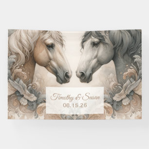 Special Captivating Horses Wedding Banner