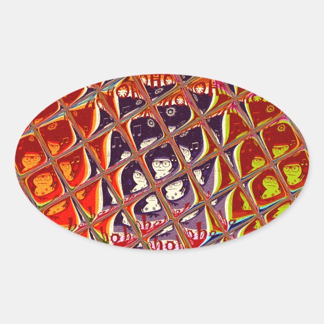 Special Christmas colours Snow  Santa HoHoho Pop A Oval Sticker (Front)