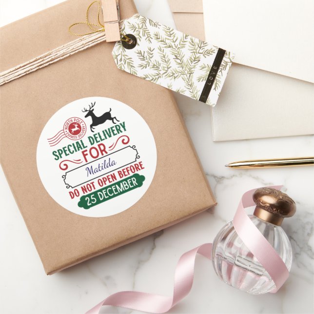 Special Christmas Delivery Personalized Classic Round Sticker (Gifting)