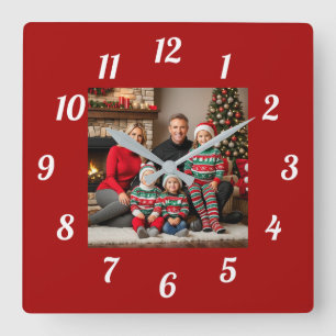 Special Christmas Family Photo Square Wall Clock