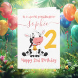 Special Cow Birthday Card for Granddaughter<br><div class="desc">Imagine your little one receiving a sweet baby cow card on their special day—it's simply heartwarming! This card is perfect for any little girl, and the best part? You can make it truly unique! Just click the "Customize it!" button to change the text size, colour, font style, and so much...</div>