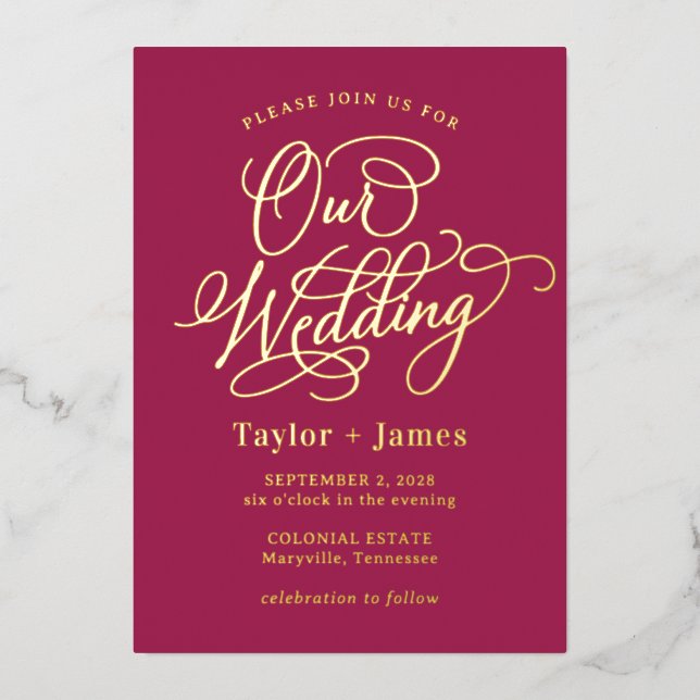 Special Day REAL FOIL Elegant Wedding Invitation (Front)