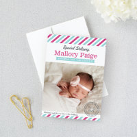 Special Delivery Baby Girl Aqua Pink Photo Birth