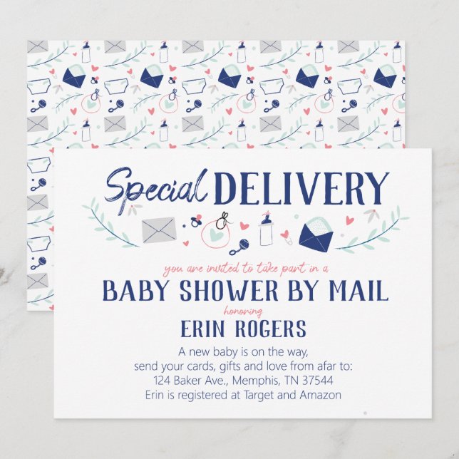 Special Delivery Baby Shower by Mail Invitation (Front/Back)