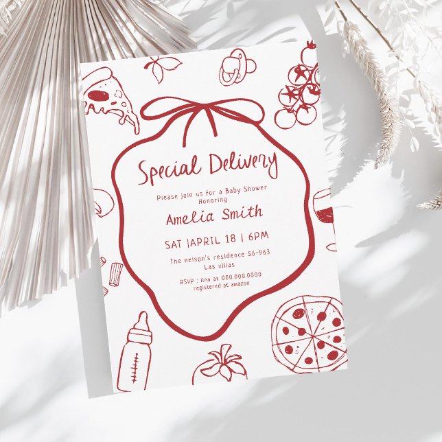 Special Delivery baby shower with Italian Pizza  Invitation (Creator Uploaded)