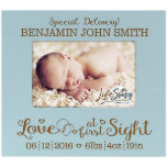 Special Delivery Baby Stats Blue Picture Frame<br><div class="desc">This beautiful baby birth stats picture frame is a lovely way to commemorate a special day. Laser engraved with a sweet verse and your baby's specifications.</div>