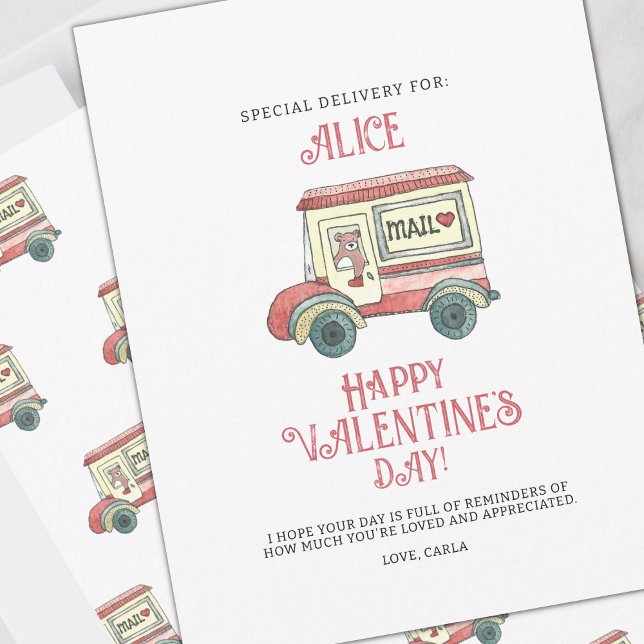 Special Delivery Bear Valentine Holiday Card (Creator Uploaded)