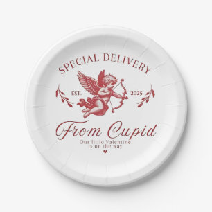 Special Delivery from Cupid Valentine Pregnant Mom Paper Plate