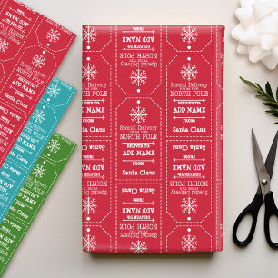 Special Delivery From North Pole - Add Child Name Wrapping Paper Sheet