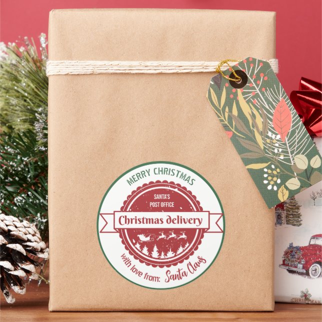 Special Delivery From Santa Christmas  Classic Round Sticker (Holiday)