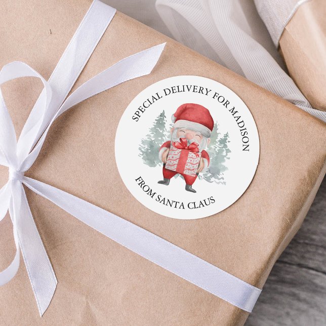 Special Delivery From Santa Kids Christmas Classic Round Sticker (Creator Uploaded)