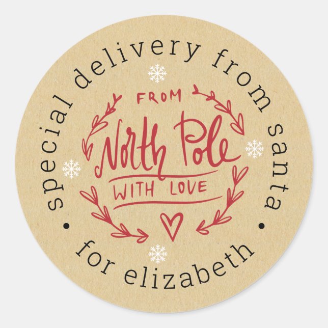 Special Delivery From Santa North Pole Christmas Classic Round Sticker (Front)