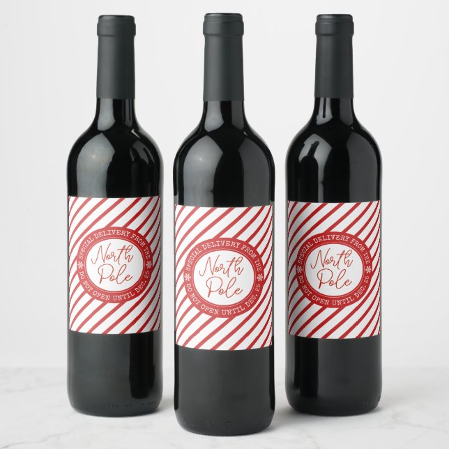 Special Delivery From Santa North Pole Christmas Wine Label (Bottles)