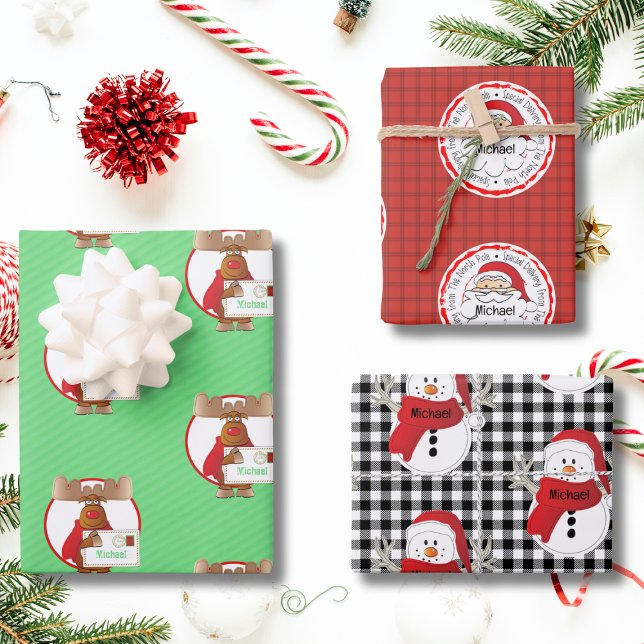 Special Delivery From Santa Snowman North Pole Wrapping Paper Sheet (Creator Uploaded)