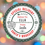 Special Delivery from Santa to Child Gift Tag<br><div class="desc">*** Recommend the 3" stickers for this adorable and cute To and From special delivery from Santa gift sticker label. It's also easier to write on the Matte finish.*** Make your Christmas gifts stand out with these fun colourful & personalized sticker labels. The design features a Special Delivery theme from...</div>
