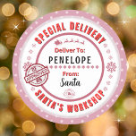 Special Delivery from Santa to Child Gift Tag<br><div class="desc">*** Recommend the 3" stickers for this adorable and cute To and From special delivery from Santa gift sticker tag. It's also easier to write on the Matte finish.*** Make your Christmas gifts stand out with these fun colourful & personalized sticker labels. The design features a Special Delivery theme from...</div>