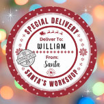 Special Delivery from Santa to Child Present Label<br><div class="desc">*** Recommend the 3" stickers for this adorable and cute To and From special delivery from Santa gift sticker tag. It's also easier to write on the Matte finish.*** Make your Christmas gifts stand out with these fun colourful & personalized sticker labels. The design features a Special Delivery theme from...</div>