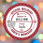 Special Delivery from Santa to Child Present Label<br><div class="desc">*** Recommend the 3" stickers for this adorable and cute To and From special delivery from Santa gift sticker tag. It's also easier to write on the Matte finish.*** Make your Christmas gifts stand out with these fun colourful & personalized sticker labels. The design features a Special Delivery theme from...</div>