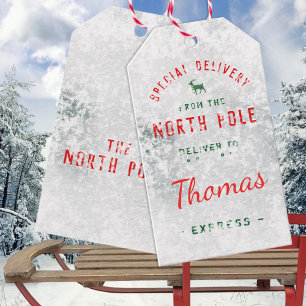 Special Delivery From The North Pole Snowy Icy Gif Gift Tags