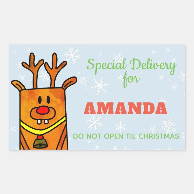 Special Delivery - Funny Reindeer Christmas Sticker (Front)