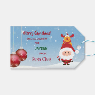 Special Delivery Gift From Santa Claus, Rudolph Tags