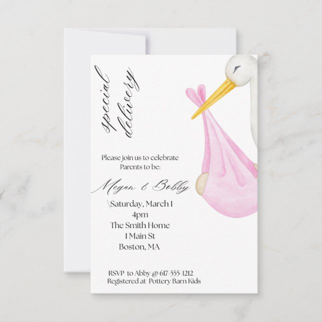 Special Delivery Girl Invitation (Front)