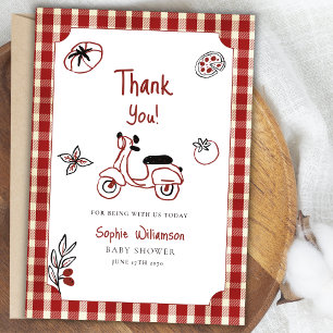 Special Delivery Italian Food Red Baby Shower  Thank You Card