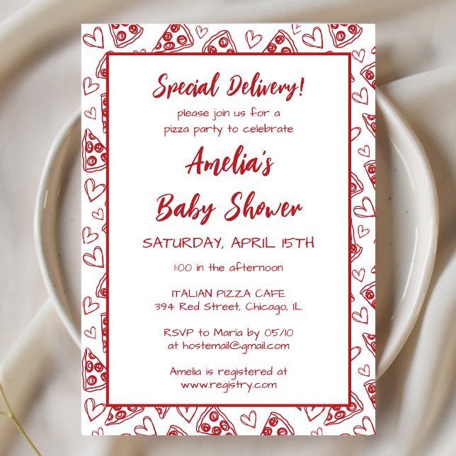 Special Delivery Italian Pizza Party Baby Shower Invitation (Creator Uploaded)