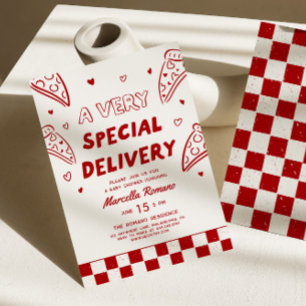 Special Delivery Italian Red Pizza Baby Shower Invitation
