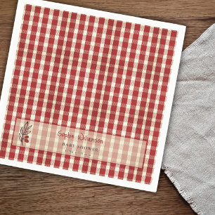 Special Delivery Italian Red Plaid Baby Shower  Napkin