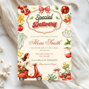 Special Delivery Italian Theme Baby Shower Invitation