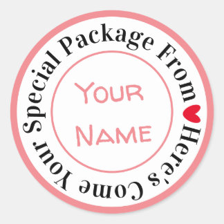 Special Delivery Package with Love & Care in Pink  Classic Round Sticker