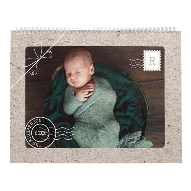Special Delivery Parcel Family Photo Postage Stamp Calendar (Cover)