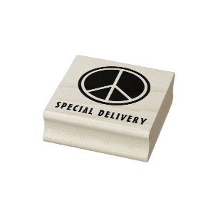 special delivery peace sign rubber stamp