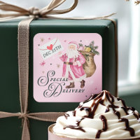 Special Delivery Pink Retro Santa Claus Christmas