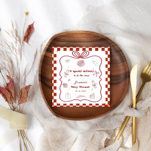 Special Delivery Pizza Baby Shower Party Napkin