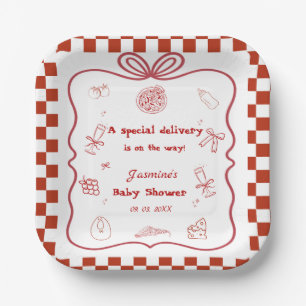 Special Delivery Pizza Baby Shower Party Paper Plate