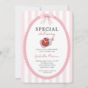 Special Delivery Pizza Hand Drawn Baby Shower  Invitation