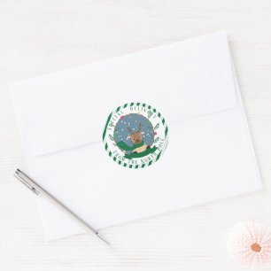 Special Delivery Reindeer Green Stickers