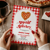 Special Delivery Retro Heart Pizza Baby Shower